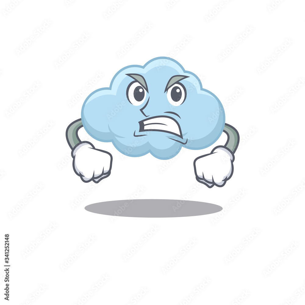 Mascot design concept of blue cloud with angry face Mascot design concept of blue cloud with angry face