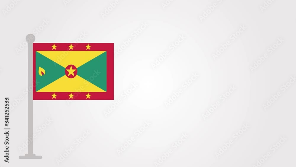 Grenada short flag animation on tiny flagpole. Grenada short flag animation on tiny flagpole.