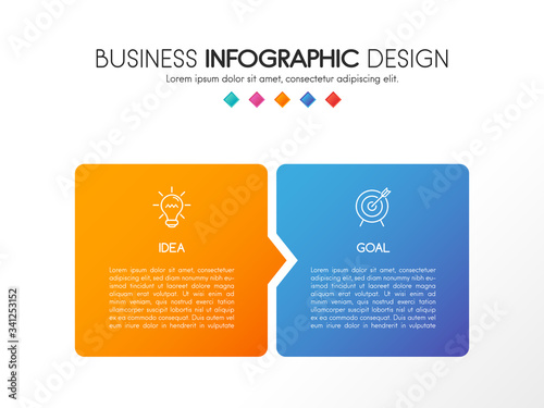 Business flowchart with 2 steps. Infographic template. Vector