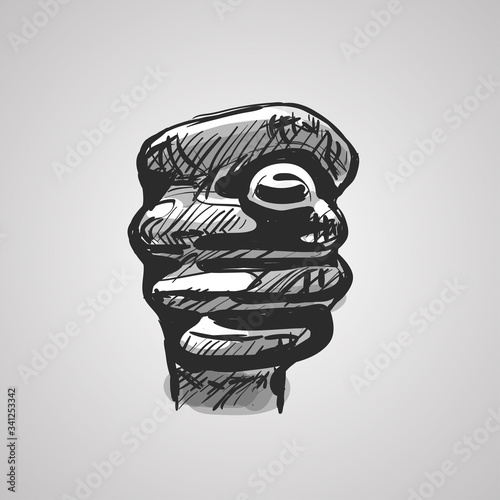 Hand gesture showing a fig. Fig sign sketch