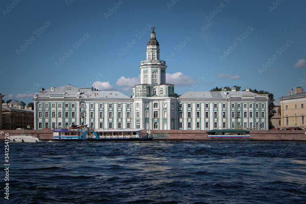 St. Petersburg, Russia  -Kunskamera view on a summer evening from the Neva.  Boat trip on the Neva