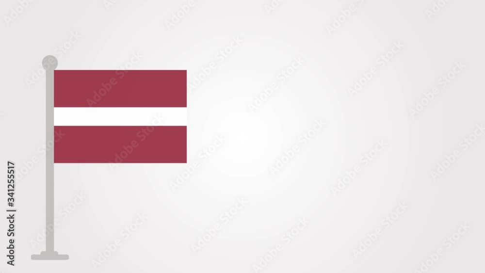Latvia short flag animation on tiny flagpole. Latvia short flag animation on tiny flagpole.