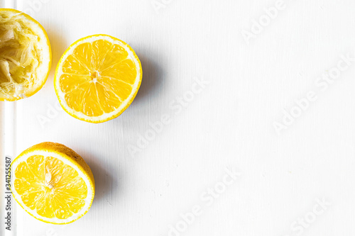 Yellow fresh cut organic lemons