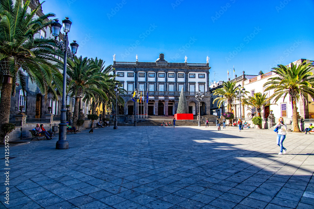 urban square in the capital of the Canary Islands Gran Canaria Las Palmas in front of the famous cadet of St. Anna