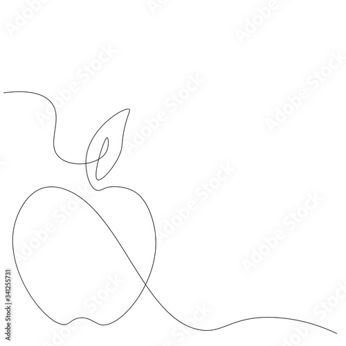Apple fruit line draw, vector illustration