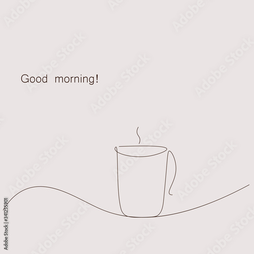 Cup of coffee good morning card, vector illustration