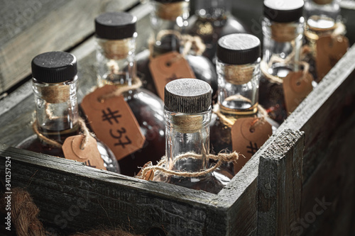 Photos Aged cognac labeled and shipmend in old distillery
