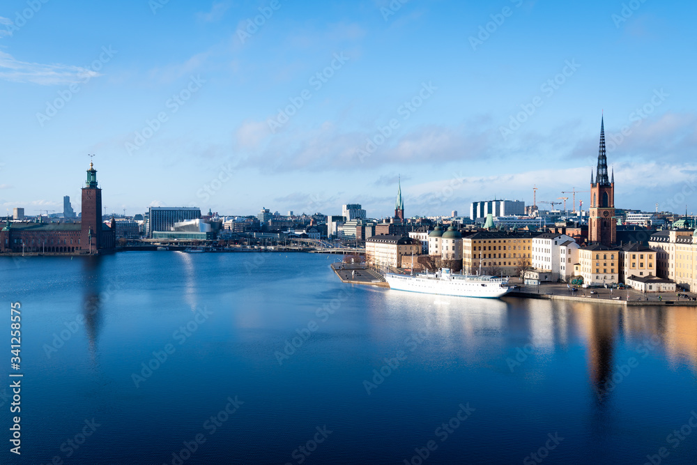 STOCKHOLM, SWEDEN; March 18 2019: Panoramic view from Skinnarviksberget in Stockholm