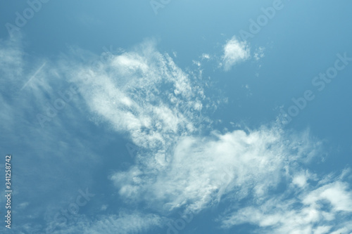 Cumulus cloud on beautiful blue sky in day light , Fluffy clouds formations at tropical zone 