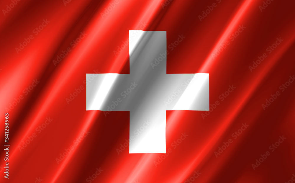 Image of a waving swiss flag. Image of a waving swiss flag.