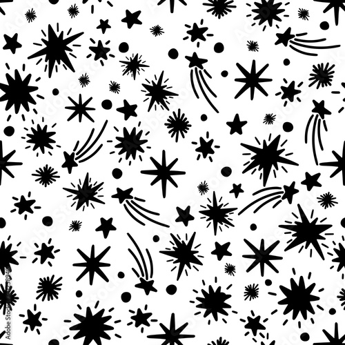 Seamless pattern star doodle.Design print fabric textile.Abstract ornament.