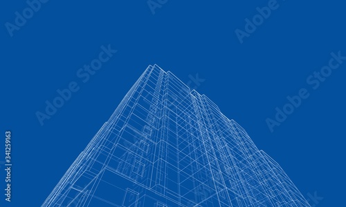 Vector wire-frame model of a multi-storey building