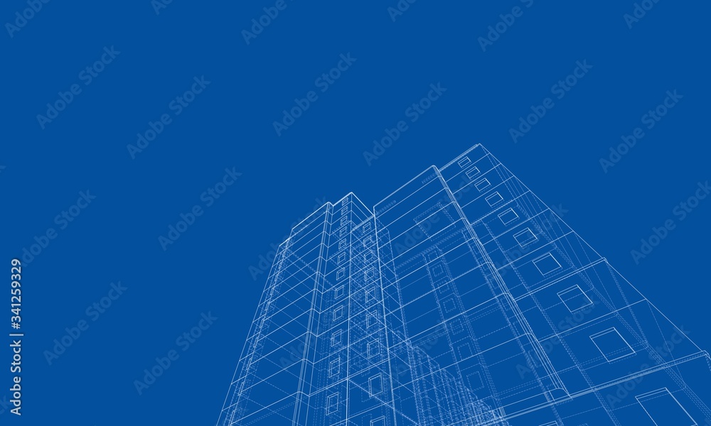 Vector wire-frame model of a multi-storey building