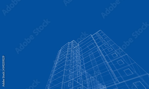 Vector wire-frame model of a multi-storey building