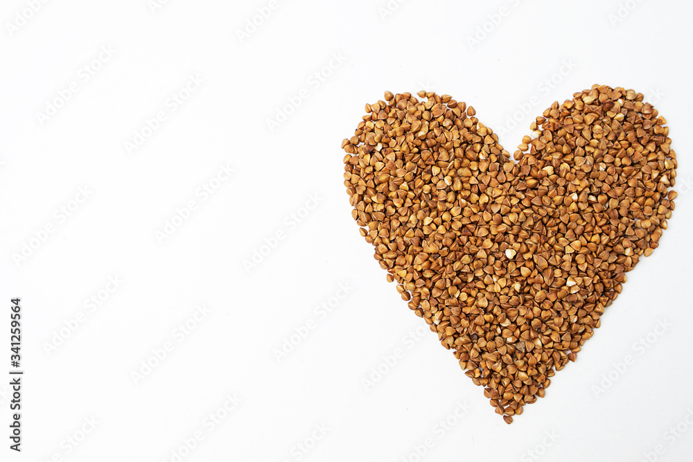 Heart shaped buckwheat isolatedon a white background Heart shaped buckwheat isolatedon a white background