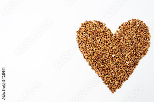 Heart shaped buckwheat isolatedon a white background