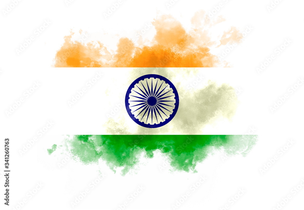 India flag performed from color smoke on the white background. Abstract  symbol. Stock Illustration | Adobe Stock