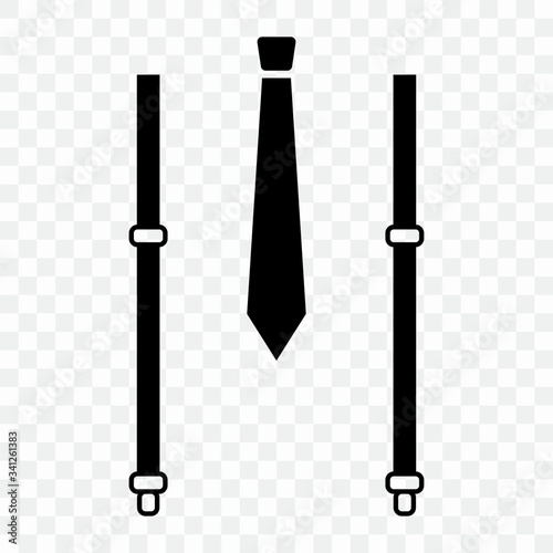 Wedding suit, bow-tie, suspenders, tie isolated on transparent background.
