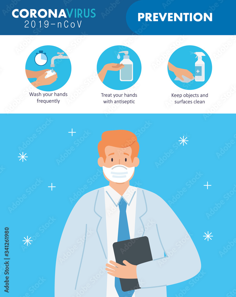 doctor with campaign of prevention coronavirus 2019 ncov vector illustration design doctor with campaign of prevention coronavirus 2019 ncov vector illustration design