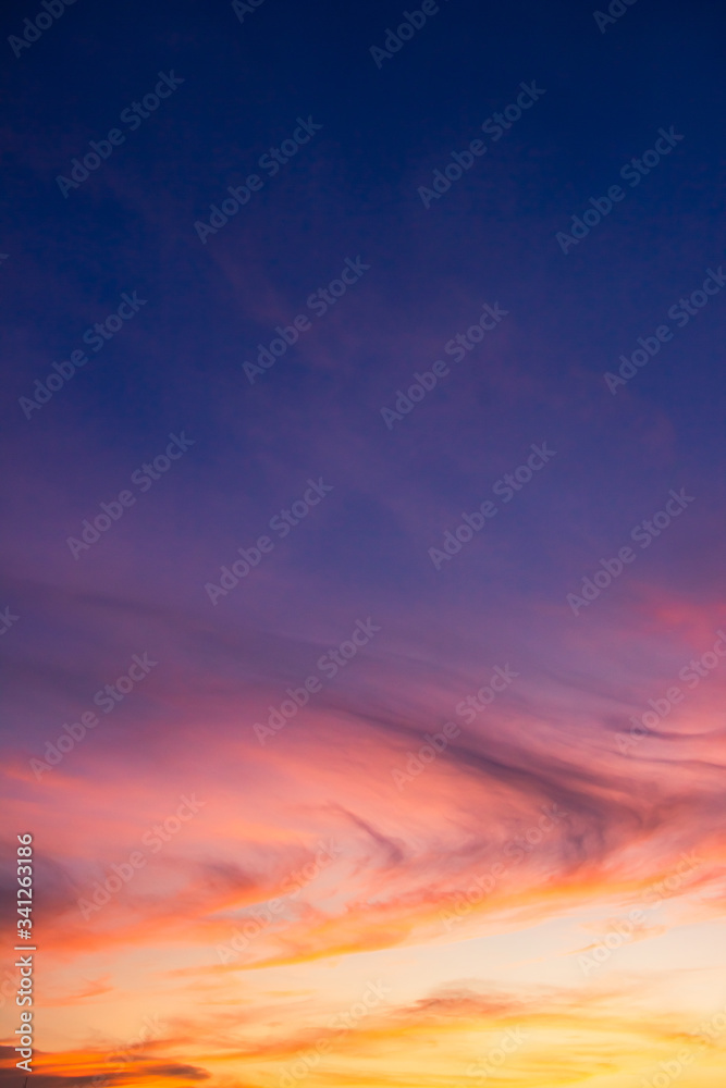 sunset sky with clouds sunlight  vertical
