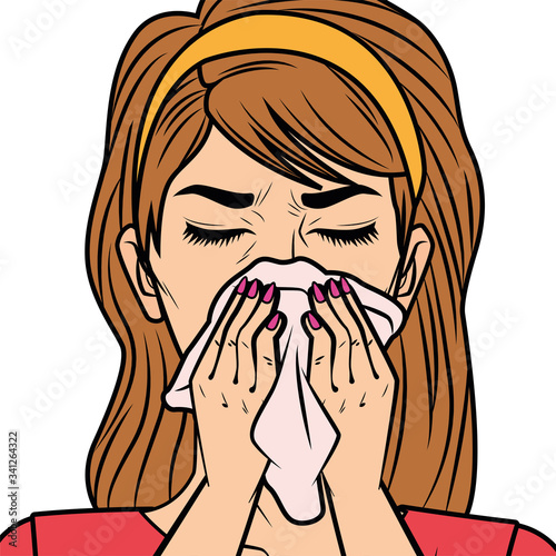 woman with runny nose for covid19 symptom