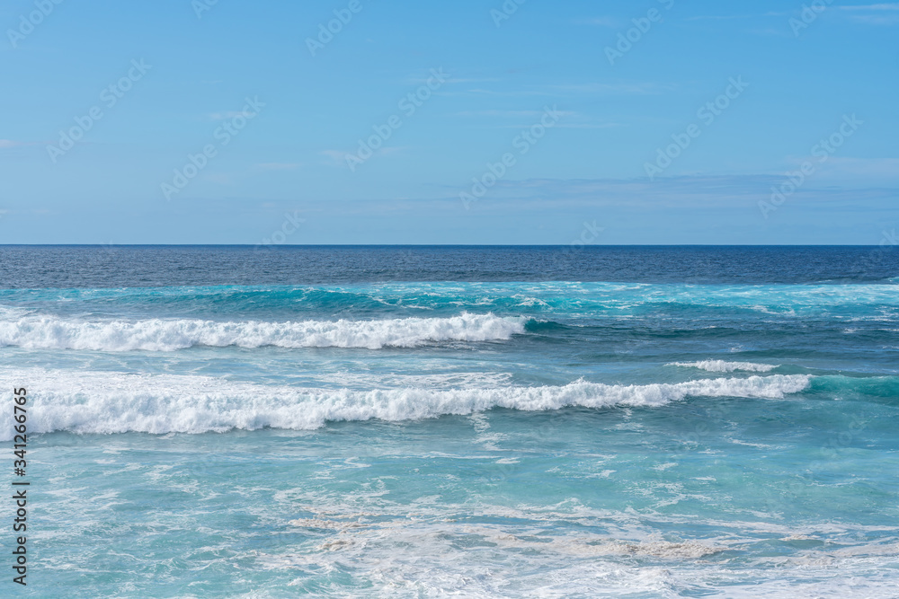 Bright surf on the island of Lanzarotte in Spain
