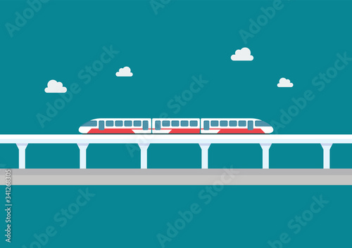 Skytrain transportation in flat style photo