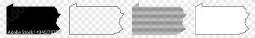 Fotografie, Obraz Pennsylvania Map Black | State Border | United States | US America | Transparent
