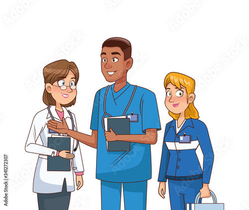 professionals medical staff workers characters
