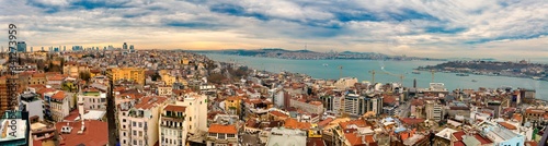 ISTANBUL,TURKEY/DECEMBER 14,2018: Panorama of the city and view of the Bosphorus