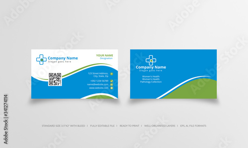 Physician visiting card template blue and green color combination