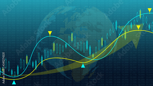 Stock market background or forex trading business graph chart for financial investment concept. Business presentation for your design. Economy trends, business idea and technology innovation design.