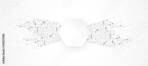 Technology circuit board texture background. Abstract circuit board banner wallpaper. Digital data industry. Engineering electronic motherboard. Wave flow , vector illustration.