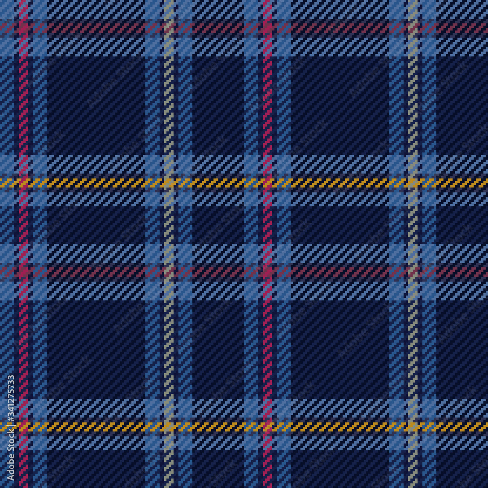 Vector graphic of navy blue, red and yellow gingham cloth background with fabric texture. Seamless fabric texture. Suits for Decorative Paper, Packaging and Gift Wrap. No gradient. No transparent. Vector graphic of navy blue, red and yellow gingham cloth background with fabric texture. Seamless fabric texture. Suits for Decorative Paper, Packaging and Gift Wrap. No gradient. No transparent.