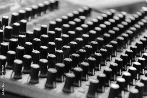 Close up button control mixer audio (black and white color)
