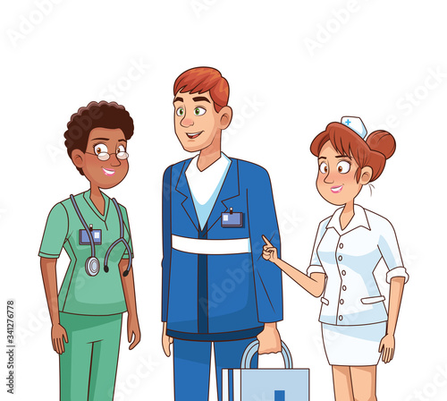 professionals medical staff workers characters