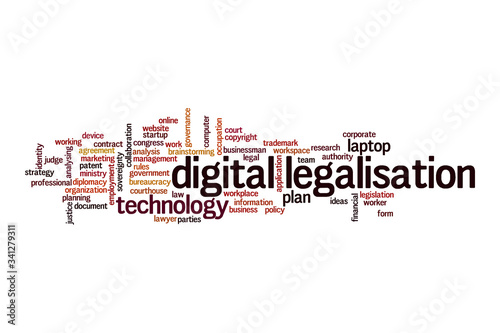 Digital legalisation word cloud concept