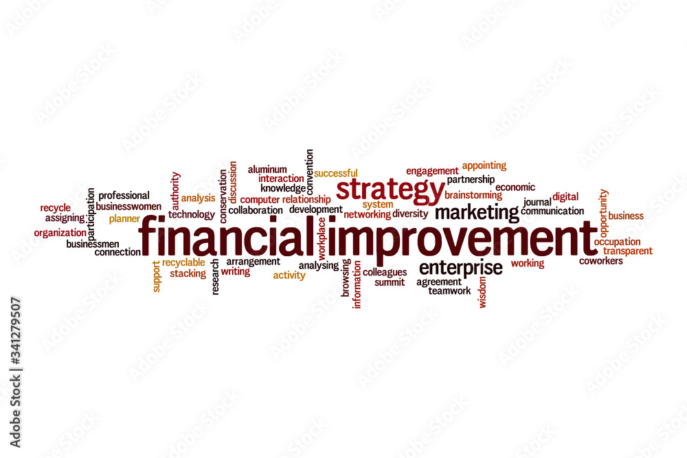 Financial imporovement word cloud concept Financial imporovement word cloud concept