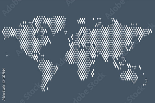 global population infographic. Map made from stick figure people