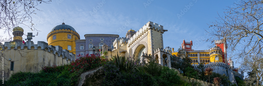 Panorama of Pena Palace in Sintra Portugal