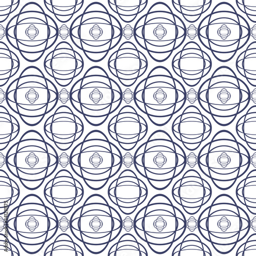 Abstract vintage geometric seamless pattern. Blue background.