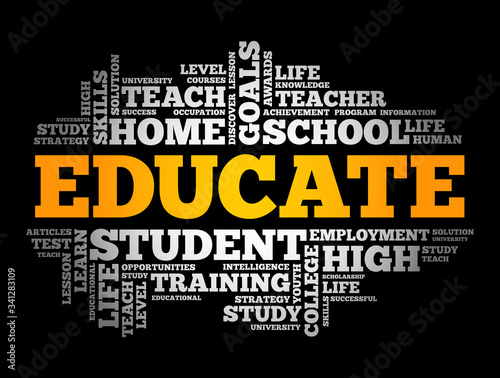 EDUCATE word cloud, education concept background
