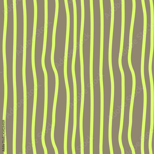 Yellow-green vertical stripes on beige background: abstract seamless pattern. Vector graphics.