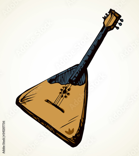 Old Russian balalaika. Vector drawing