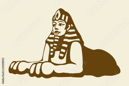 Egyptian sphinx. Vector pen drawing