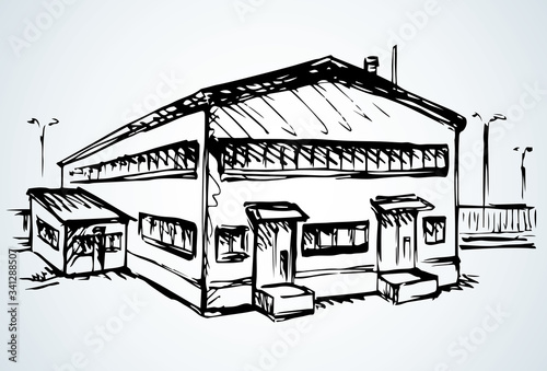 Warehouse for storage. Vector drawing