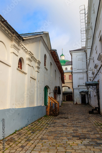 Old narrow street in Trinity Lavra of St. Sergius in Sergiev Posad, Russia