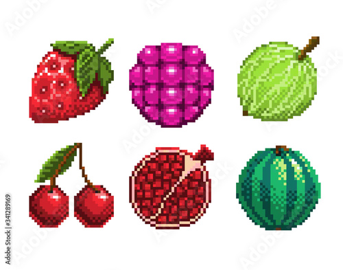 Wallpaper Mural set of pixel art berries icon. 32x32 pixels Torontodigital.ca