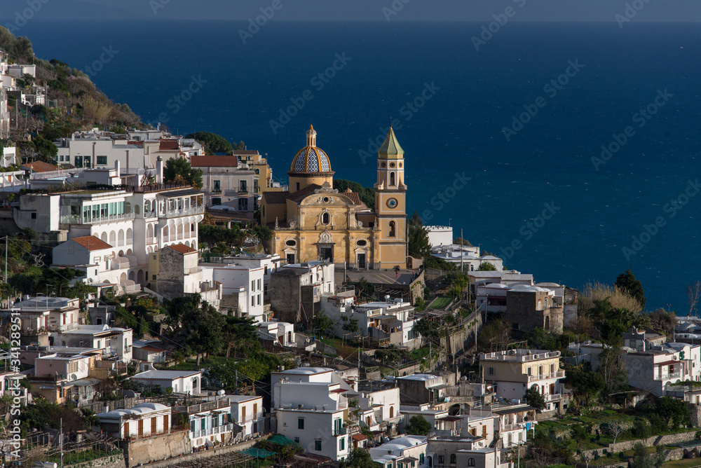 The Renaissance San Gennaro church in the center of the town of Praiano on Italy's Amalfi Coast.