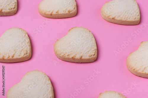 Lemon and mint cookie on red background
